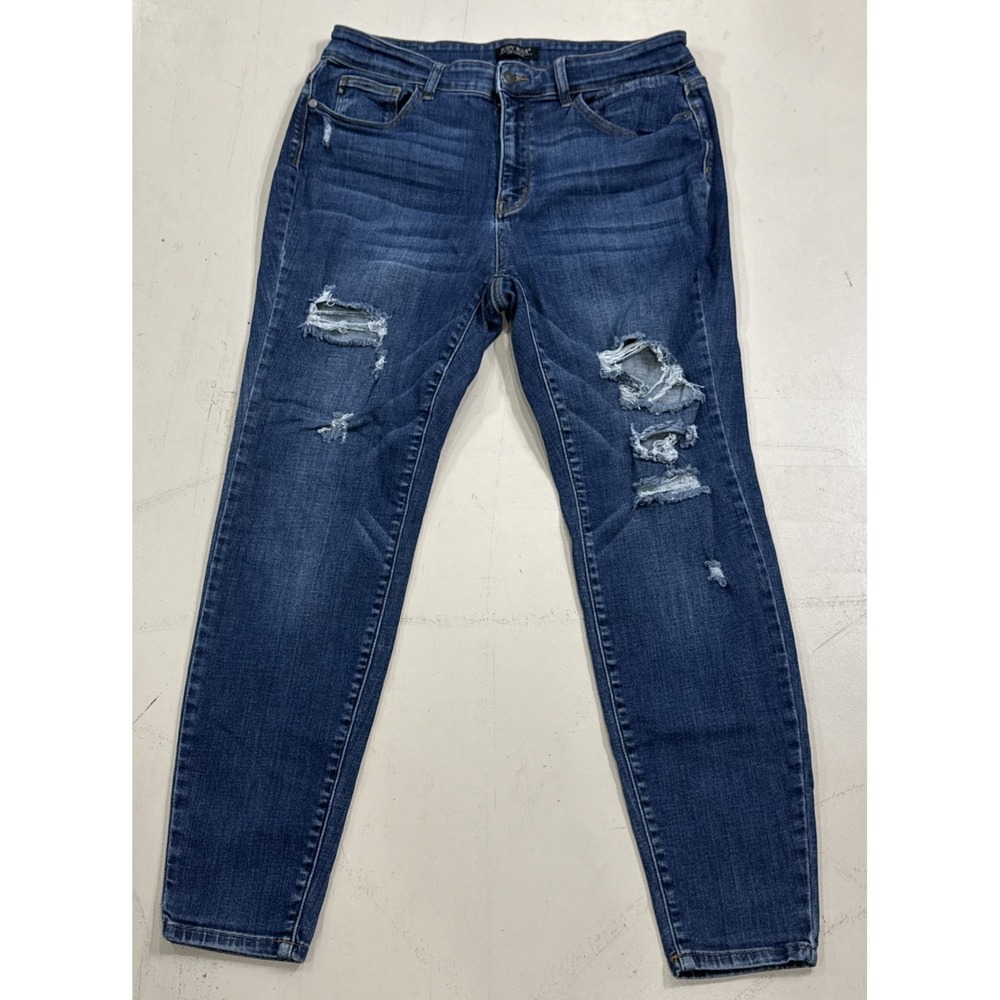 Judy Blue Skinny Fit Jeans Womens 16W Medium Wash Distressed High Rise Stretch